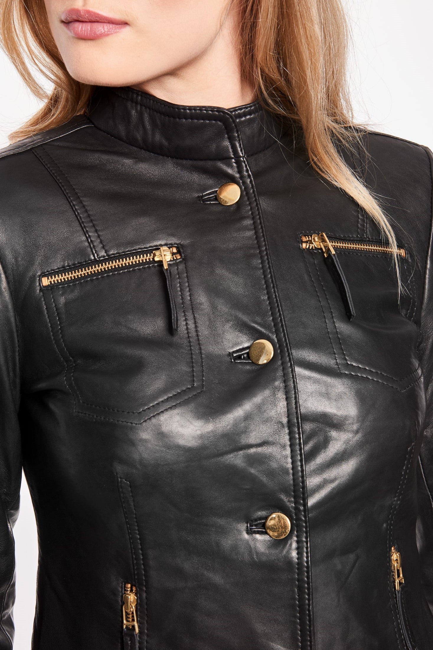 BTFCPH Biker læderjakke med knapper Jakker Sort