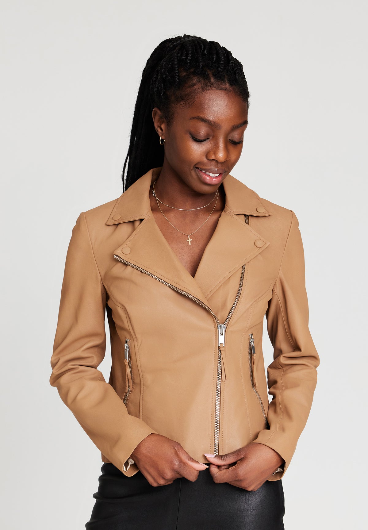 BTFCPH Bikerjakke i læder Jakker Beige