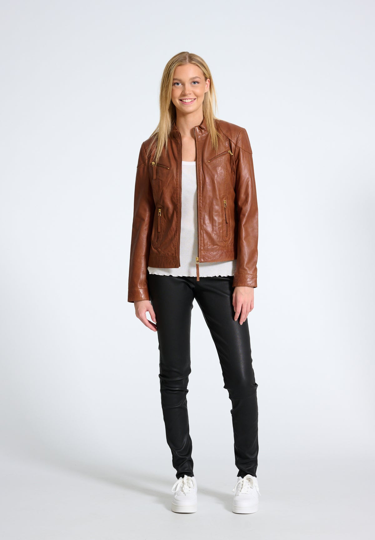 NOTYZ Bikerjakke i læder Jakker Brun