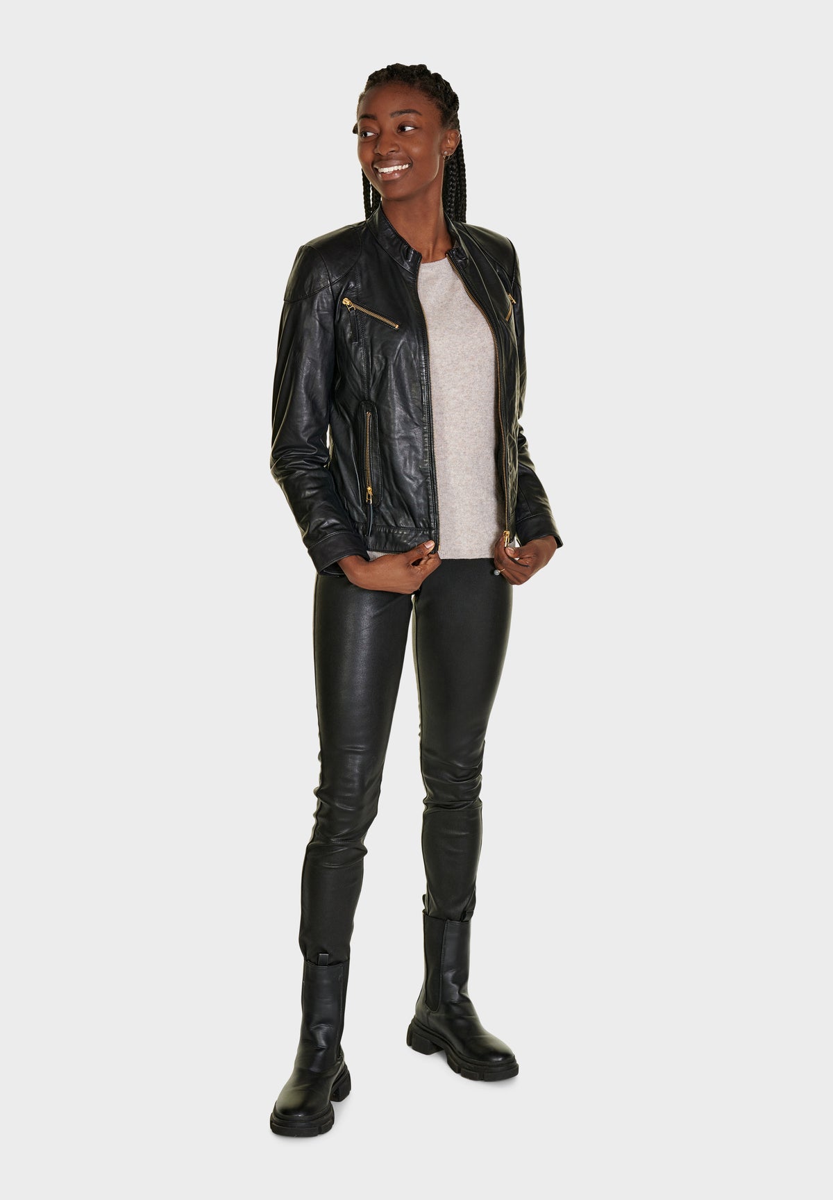 NOTYZ Bikerjakke i læder Jakker Sort