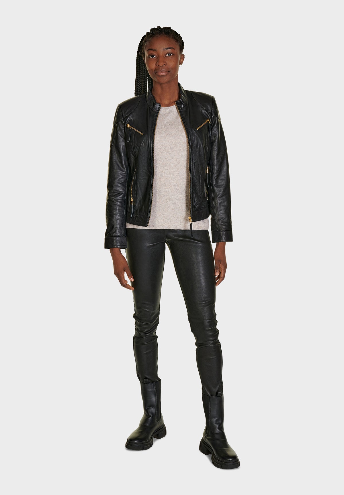 NOTYZ Bikerjakke i læder Jakker Sort