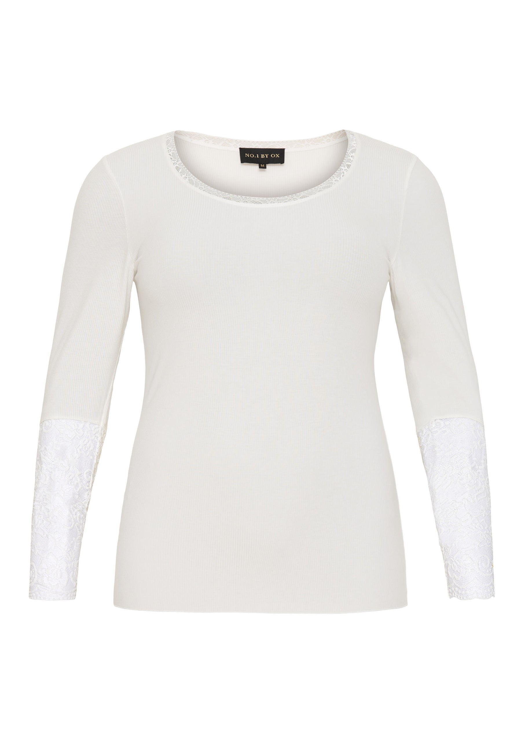 NO. 1 BY OX Bluse med blonder på ærmerne Bluser Hvid