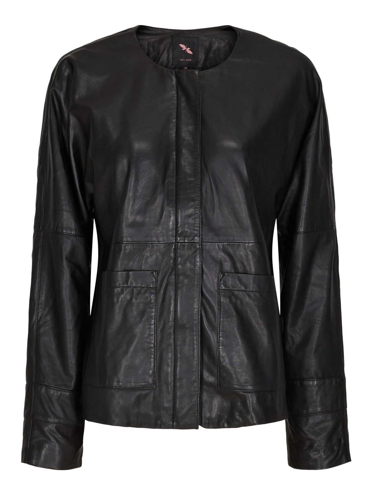 BTFCPH Klassisk læderjakke med skjult lynlåslukning Jakker Sort