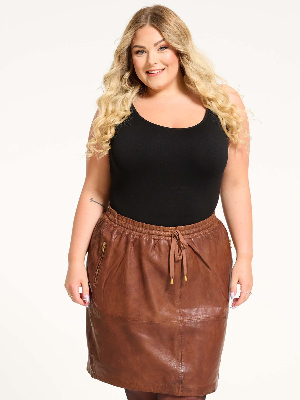 NO. 1 BY OX Lædernederdel (Str. 48 - 56) Nederdele Brun