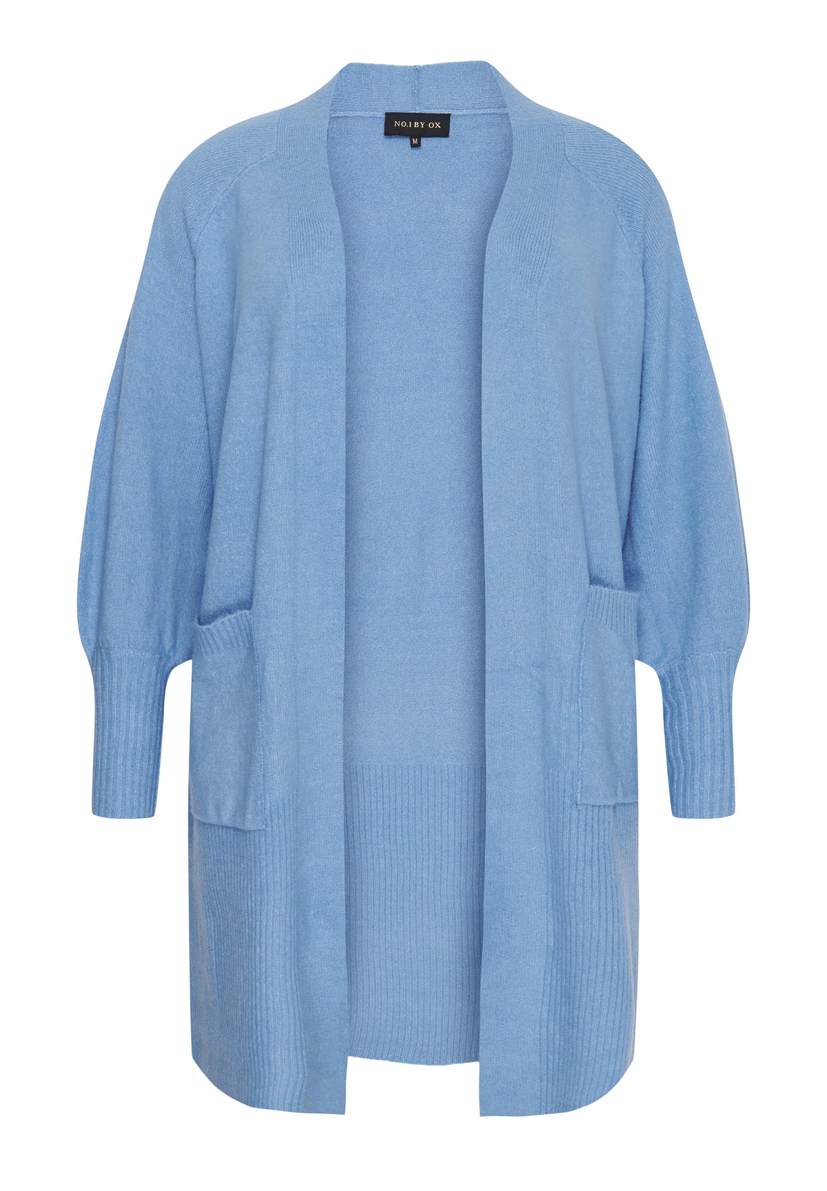 NO. 1 BY OX Lang cardigan med ballonærmer Cardigans Blå