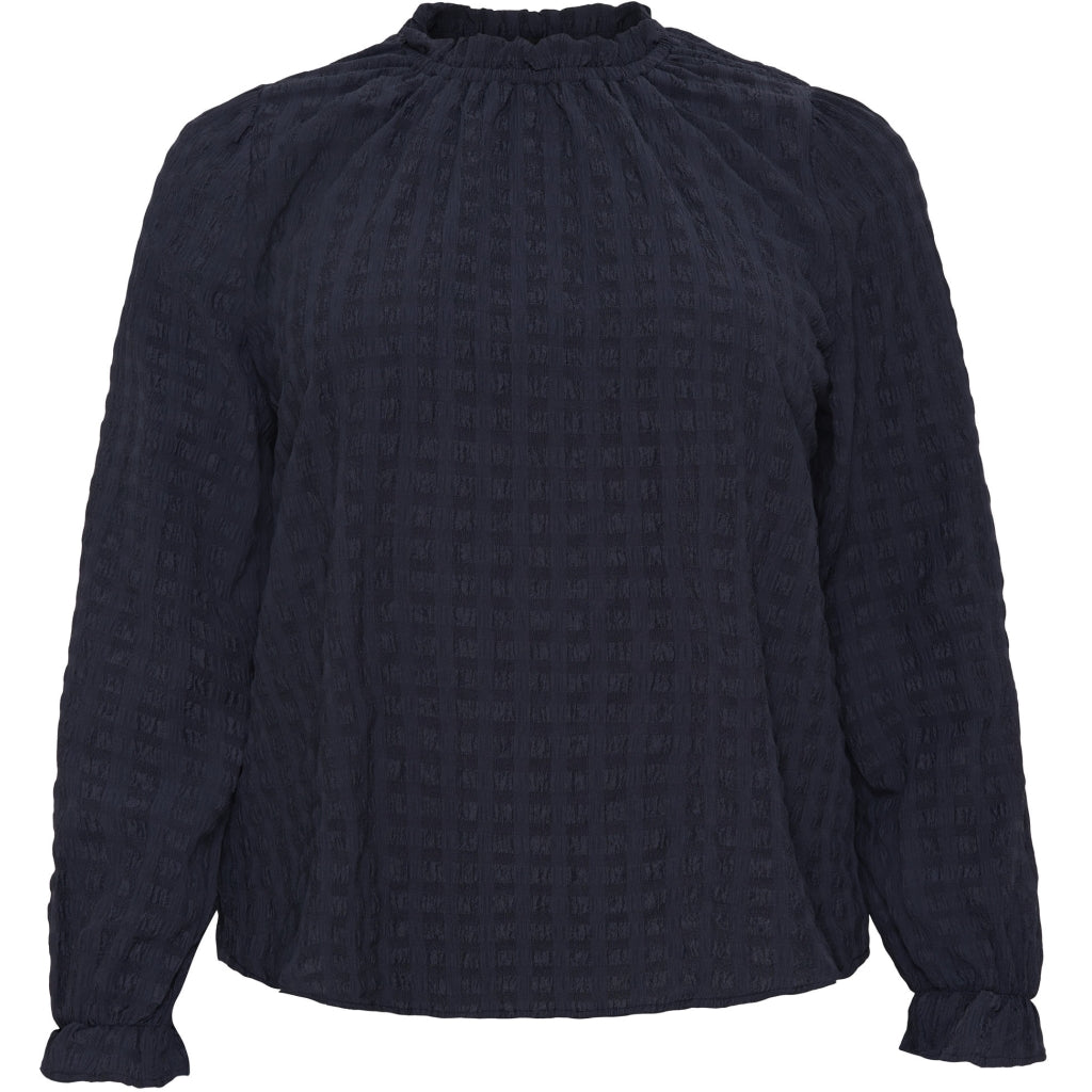 NO. 1 BY OX Langærmet bluse med struktur Bluser Blå