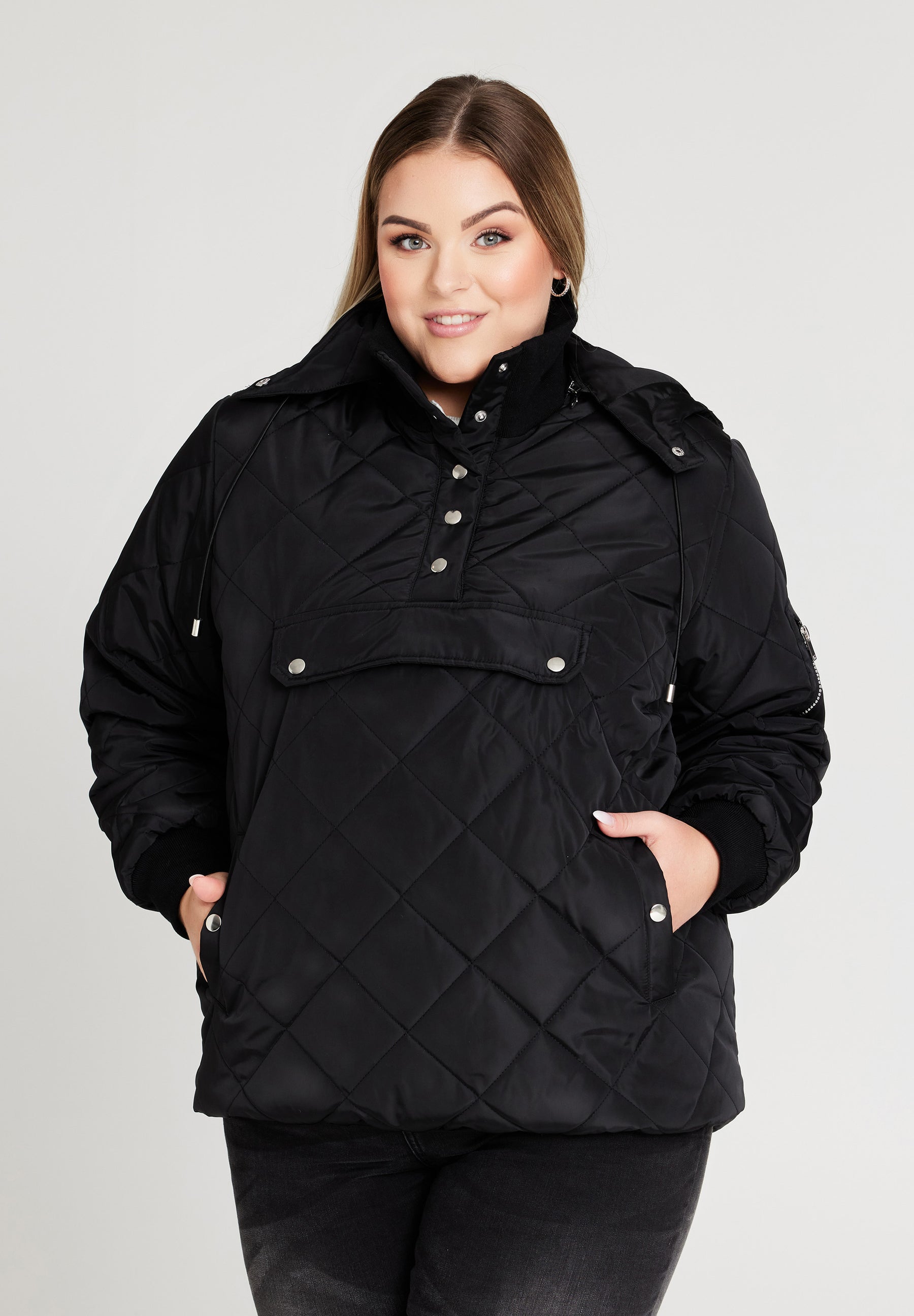 NO. 1 BY OX Quiltet anorak med hætte Jakker Sort