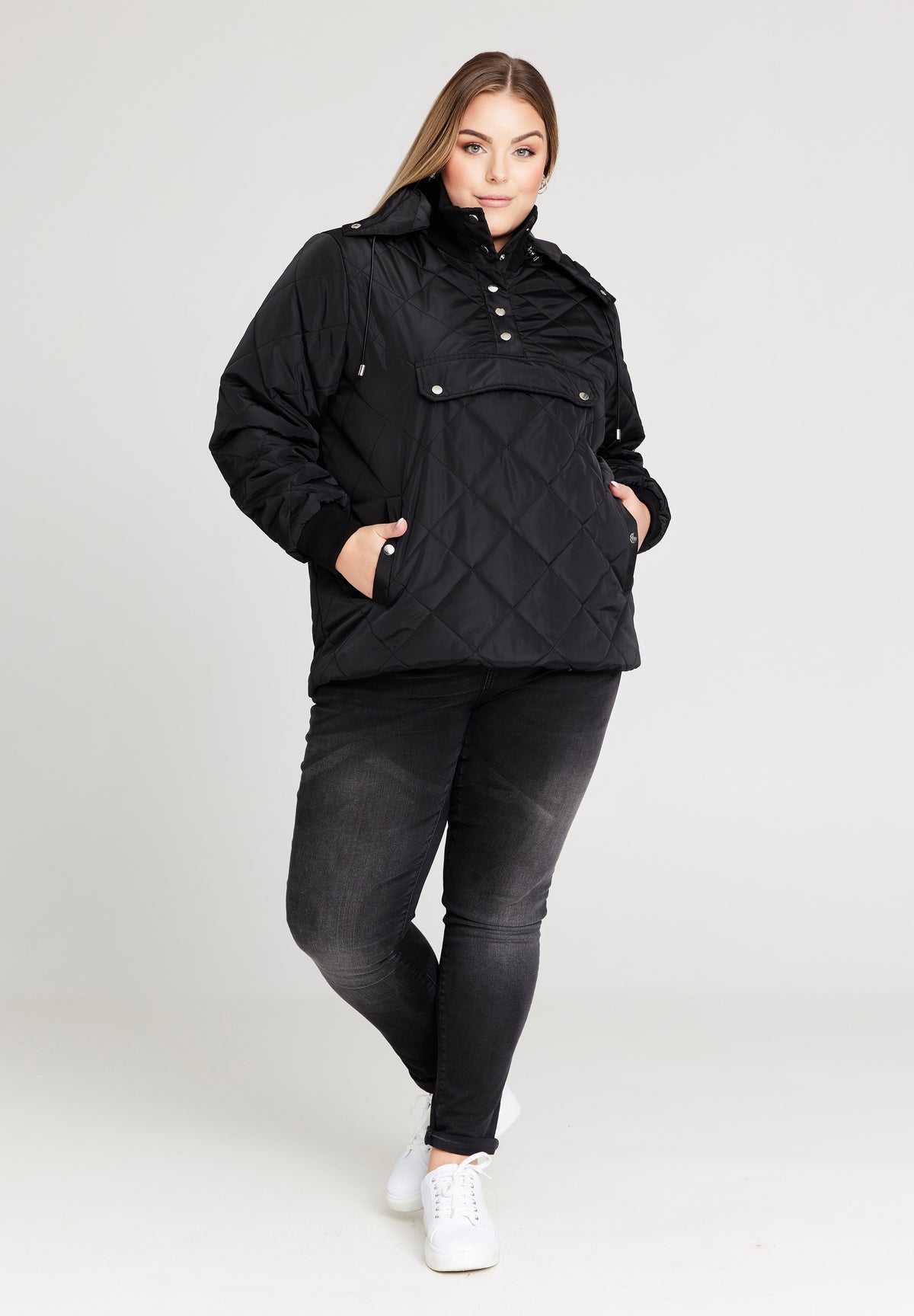 NO. 1 BY OX Quiltet anorak med hætte Jakker Sort