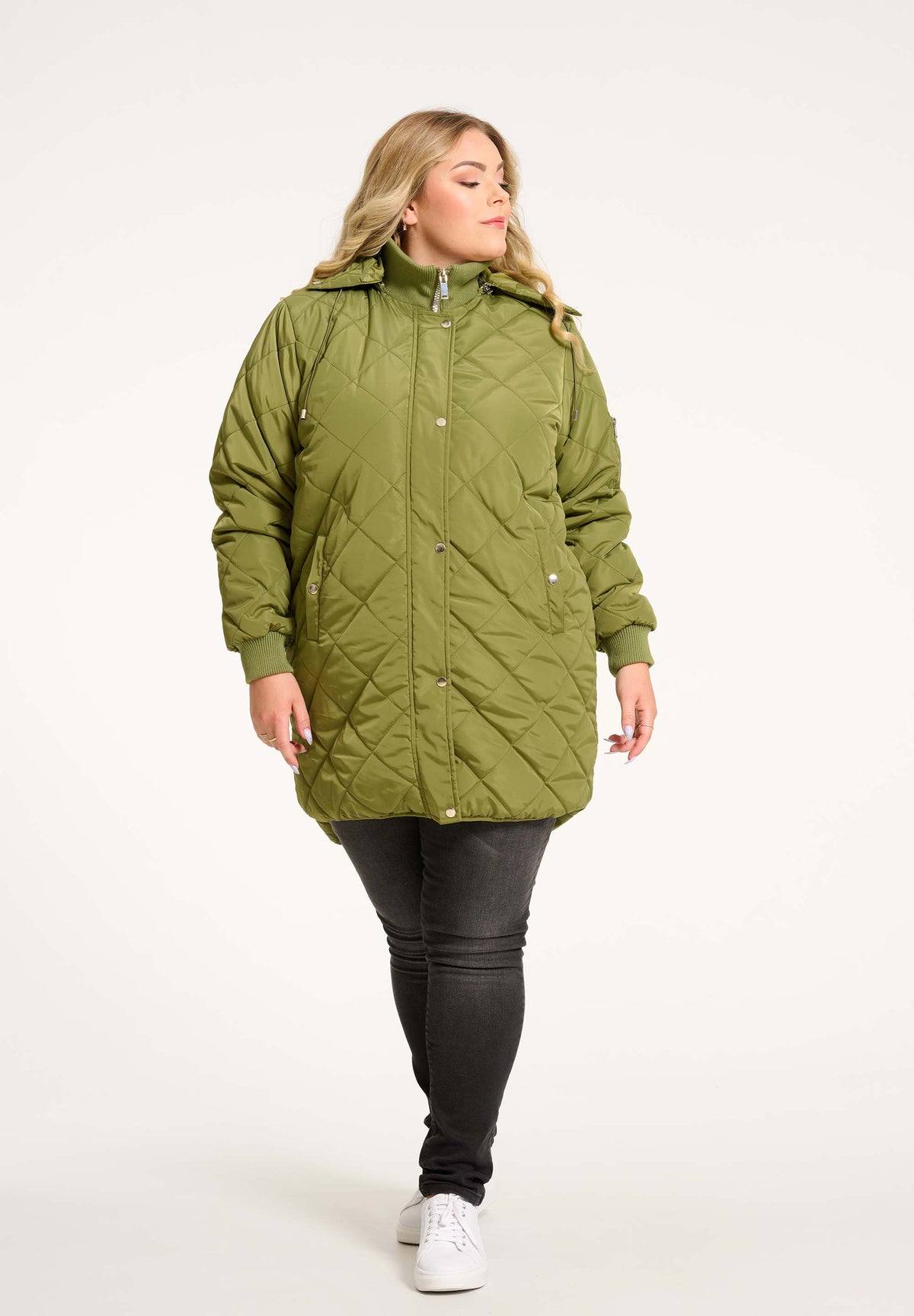 NO. 1 BY OX Quiltet jakke med aftagelig hætte Frakker Grøn