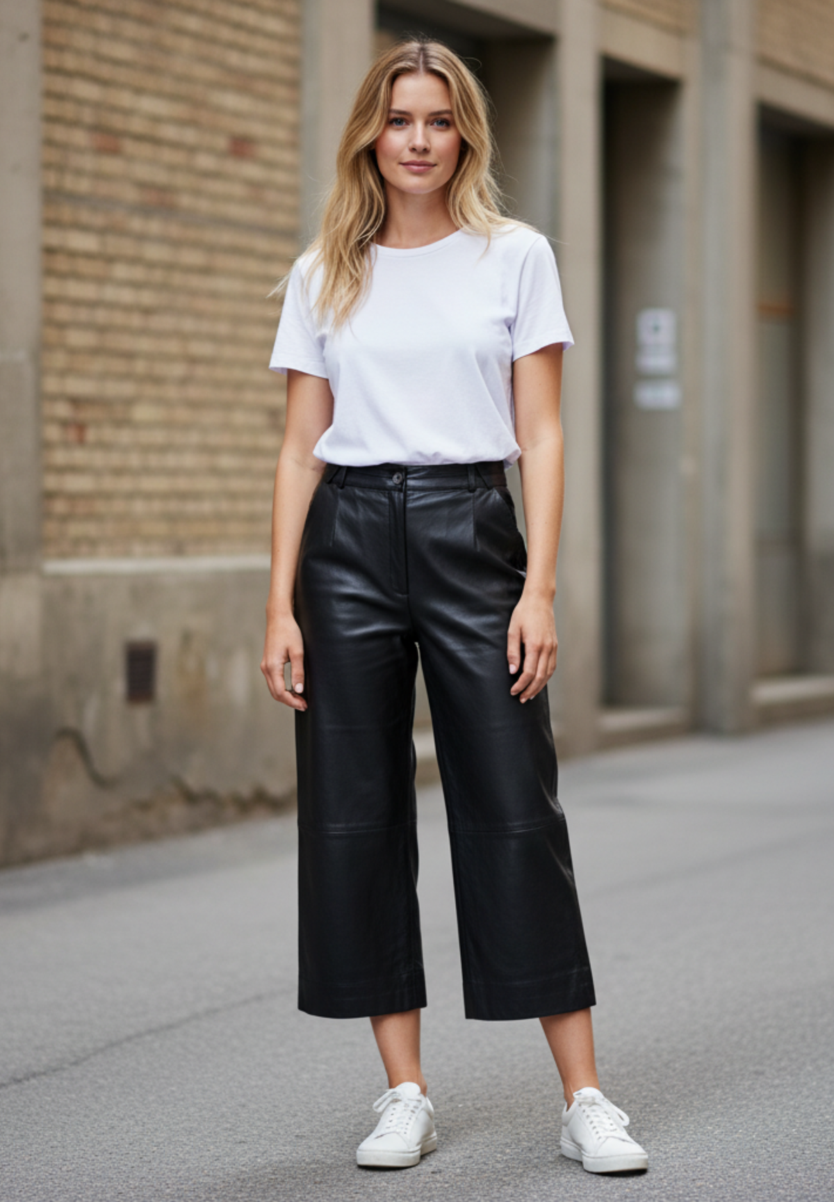 BTFCPH 3/4 læderbukser med vidde Bukser Sort