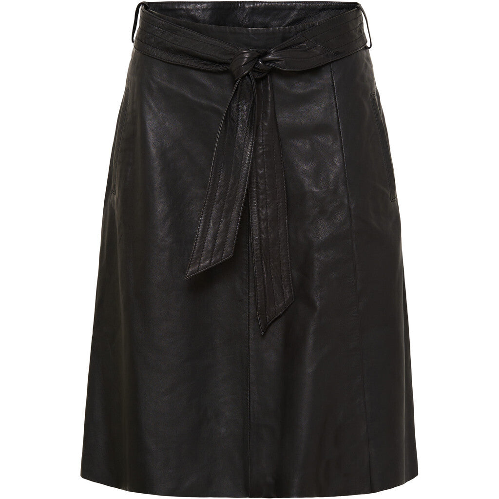 BTFCPH A-shape nederdel i læder med bælt Nederdele Sort