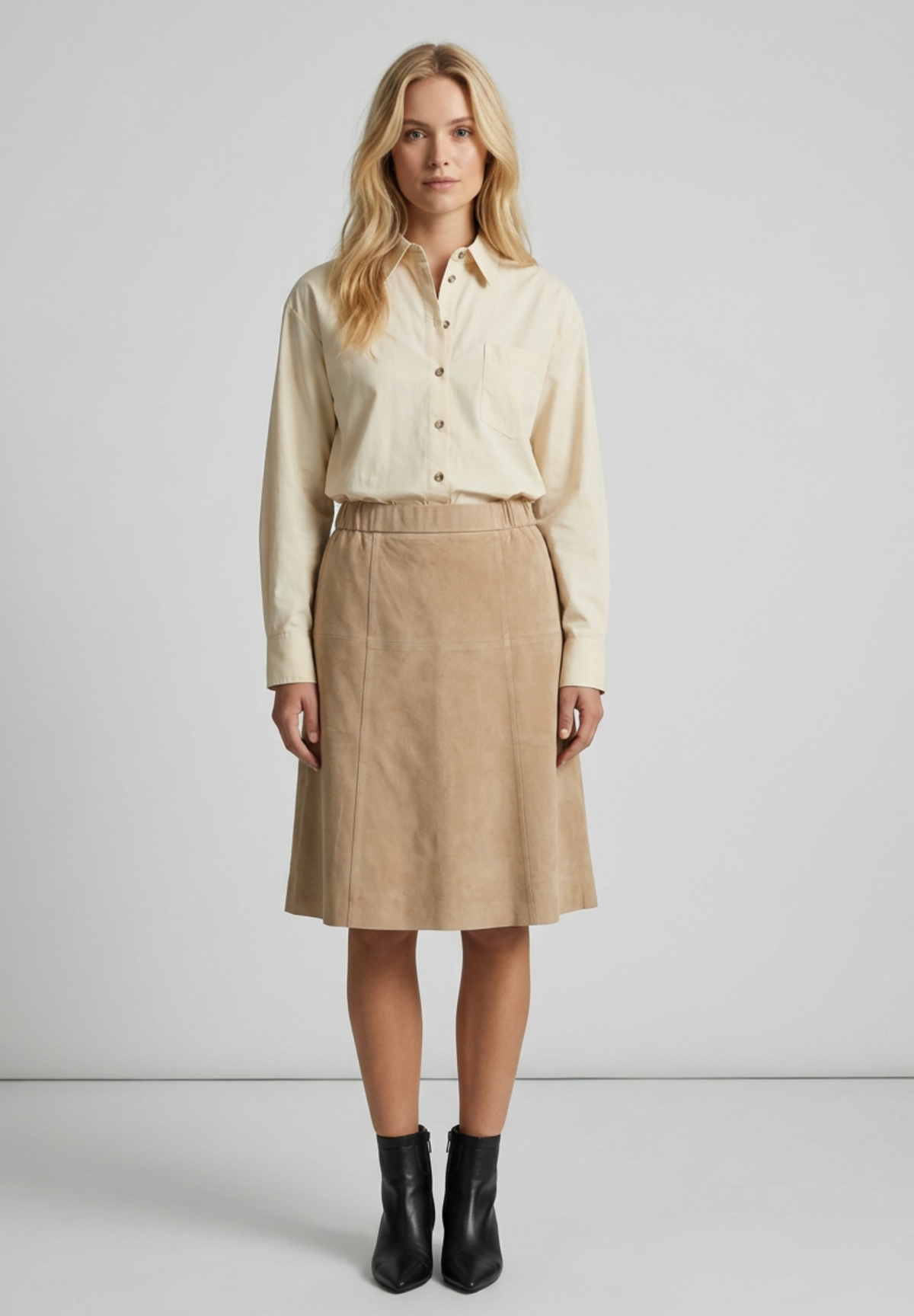 NOTYZ A-shape nederdel i ruskind Nederdele Brun