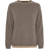 BTFCPH BTFASTRID Cashmere Pullover Pullovers Ash Brown Melange w. Lt. Camel Melange Contrast