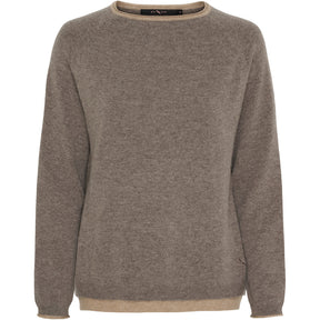 BTFCPH BTFASTRID Cashmere Pullover Pullovers Ash Brown Melange w. Lt. Camel Melange Contrast