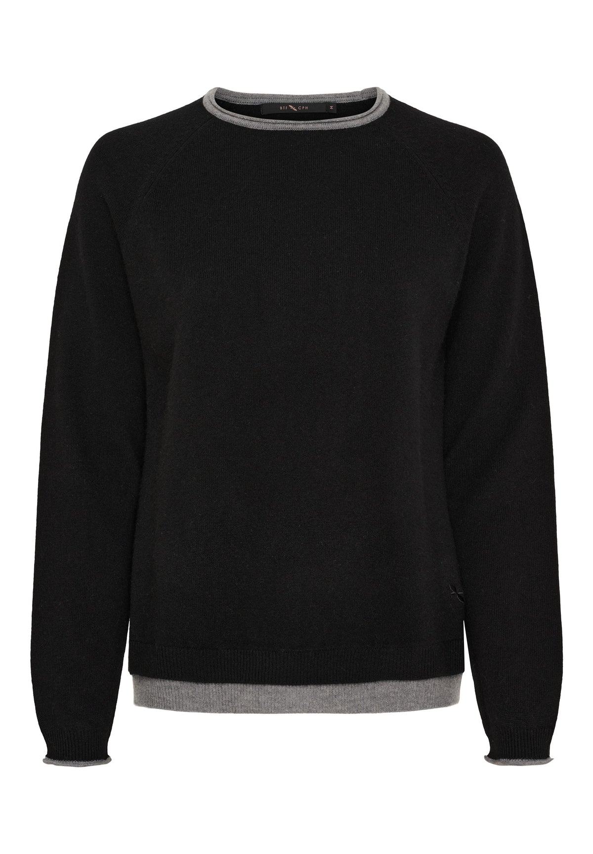 BTFCPH BTFASTRID Cashmere Pullover Pullovers Black w. Grey Melange Contrast
