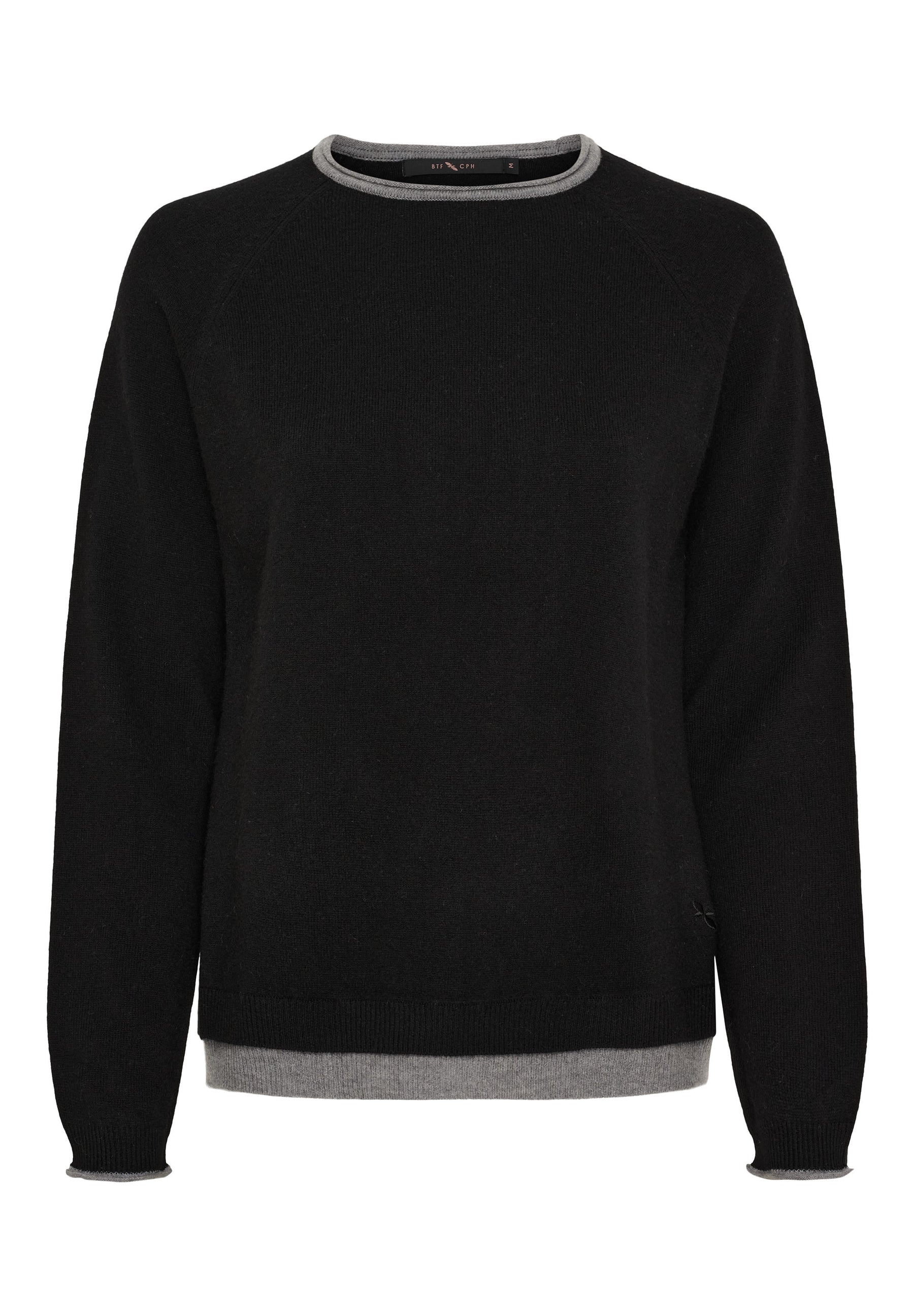 BTFCPH BTFASTRID Cashmere Pullover Pullovers Black w. Grey Melange Contrast