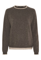 BTFCPH BTFASTRID Cashmere Pullover Pullovers Dark Brown Melange w. Cream Melange Contrast