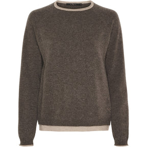 BTFCPH BTFASTRID Cashmere Pullover Pullovers Dark Brown Melange w. Cream Melange Contrast