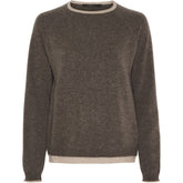 BTFCPH BTFASTRID Cashmere Pullover Pullovers Dark Brown Melange w. Cream Melange Contrast