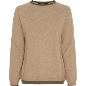 BTFCPH BTFASTRID Cashmere Pullover Pullovers Lt. Camel Melange w. Olive Brown Melange Contrast