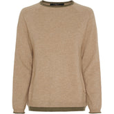 BTFCPH BTFASTRID Cashmere Pullover Pullovers Lt. Camel Melange w. Olive Brown Melange Contrast