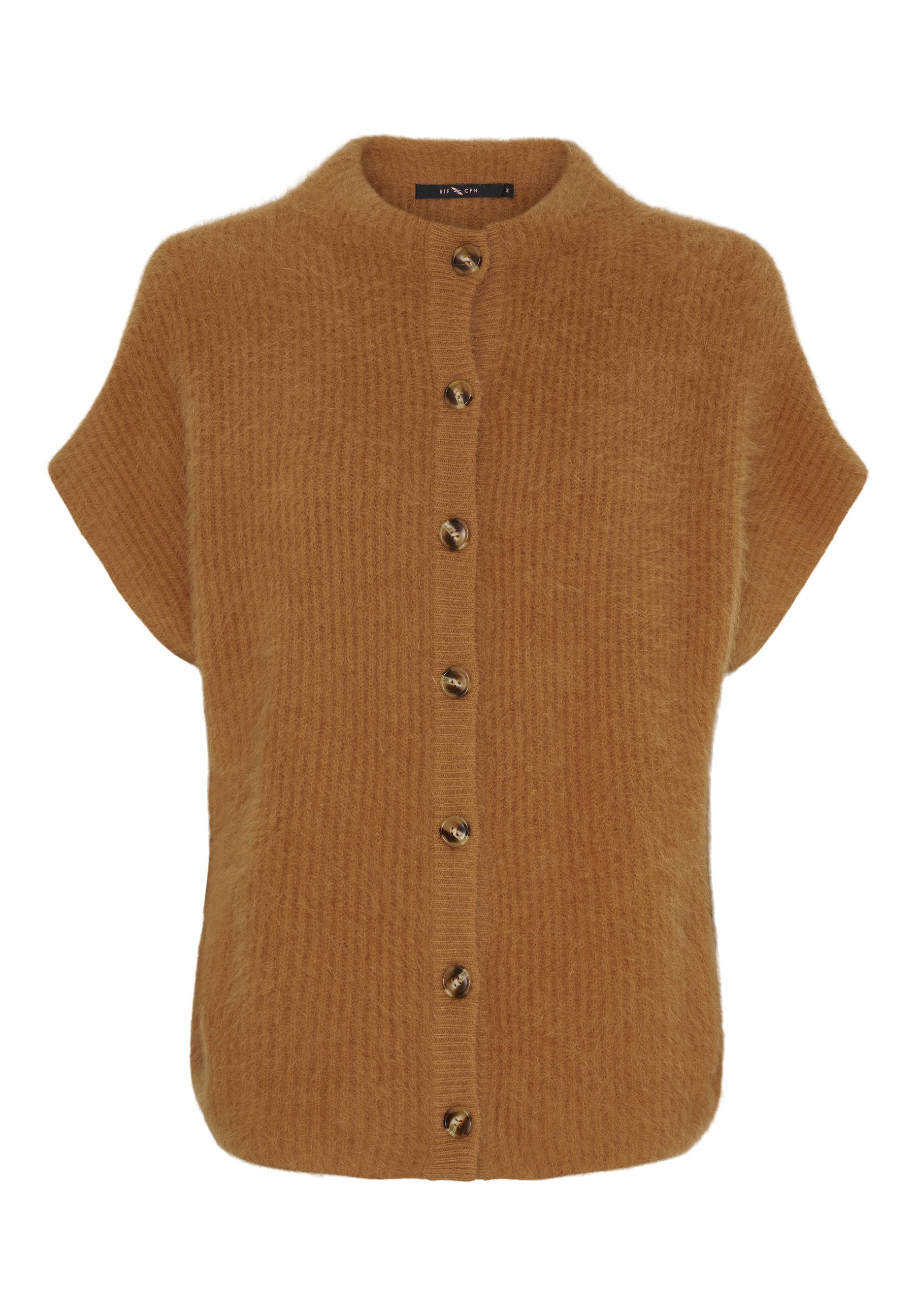 BTFCPH BTFELEANOR cardigan med korte ærmer i vaskebjørnsgarn Veste Beige