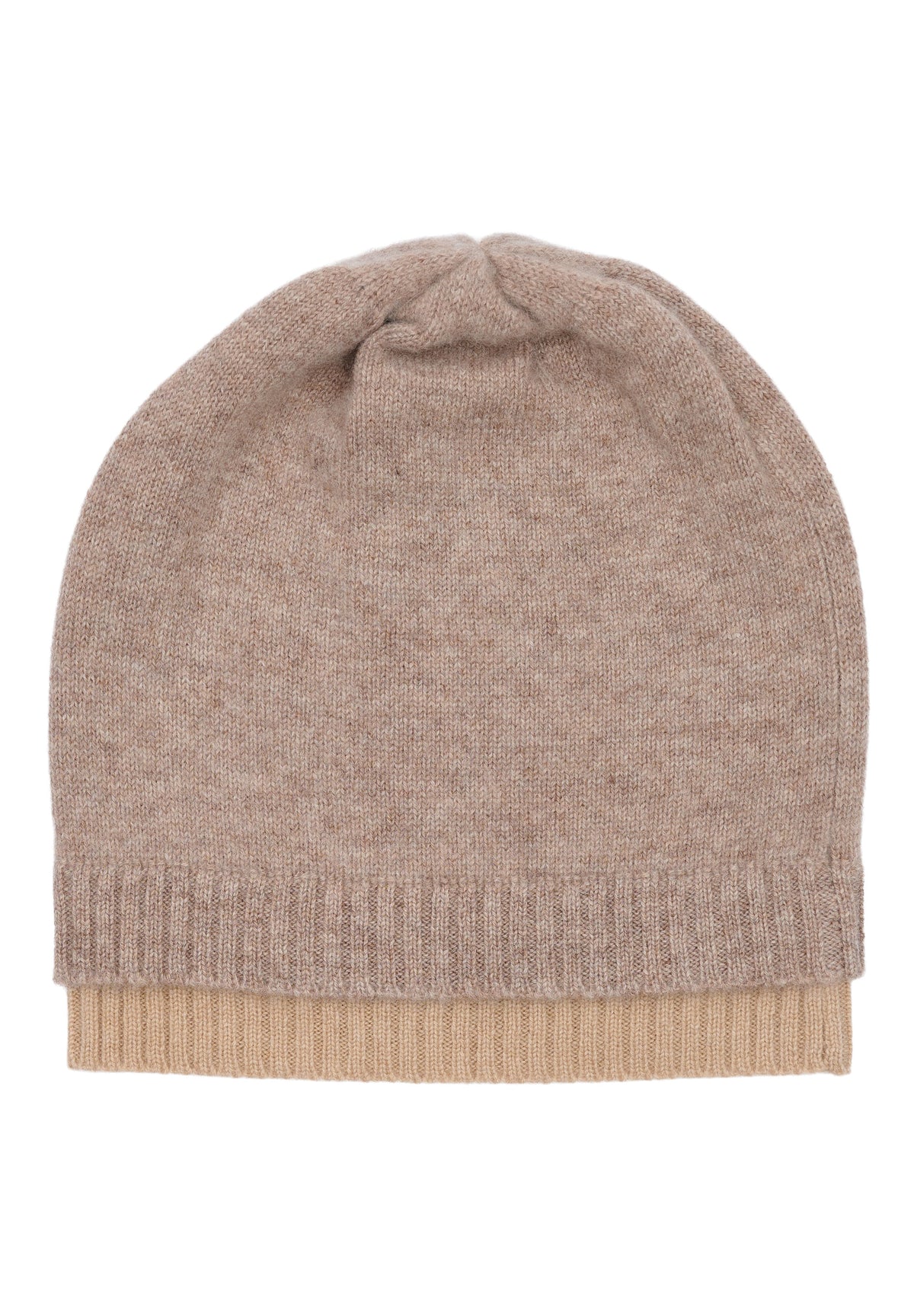 BTFCPH BTFFIONA Pure Cashmere Beanie Hatte Brown Melange w. Almond Melange Rib