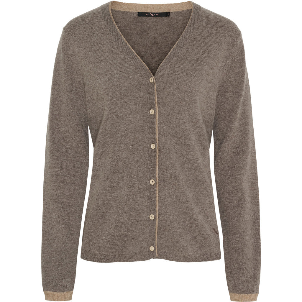 BTFCPH BTFHANNA Cashmere Cardigan Cardigans Ash Brown Melange w. Lt. Camel Melange Contrast