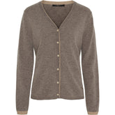 BTFCPH BTFHANNA Cashmere Cardigan Cardigans Ash Brown Melange w. Lt. Camel Melange Contrast