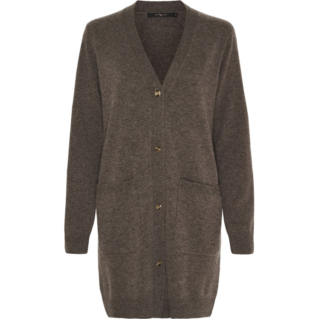BTFCPH BTFMALINA Cashmere Cardigan Cardigans Dark Brown Melange