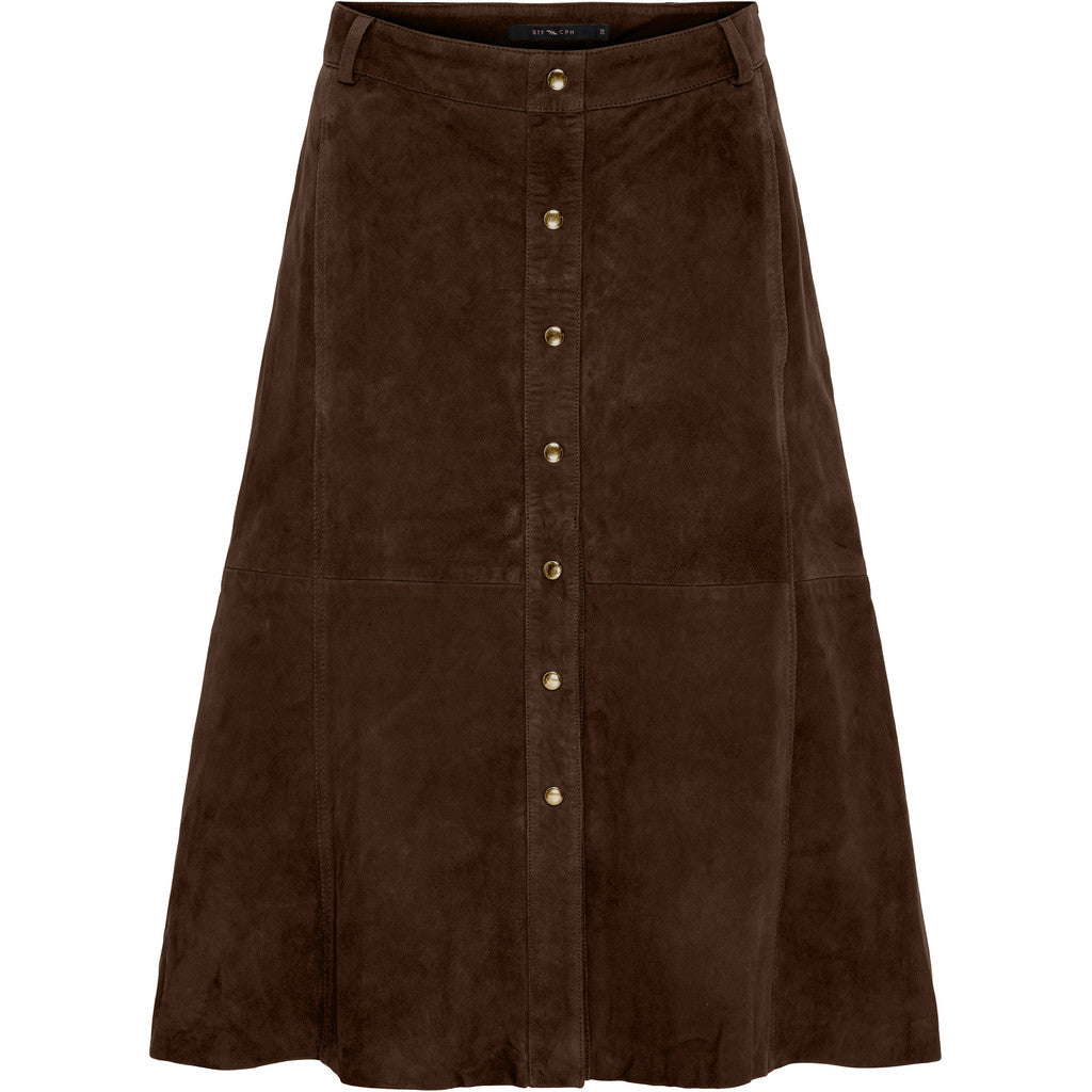 BTFCPH BTFSAGA Suede Skirt Nederdele Chocolate Brown w. Antique Brass acc.