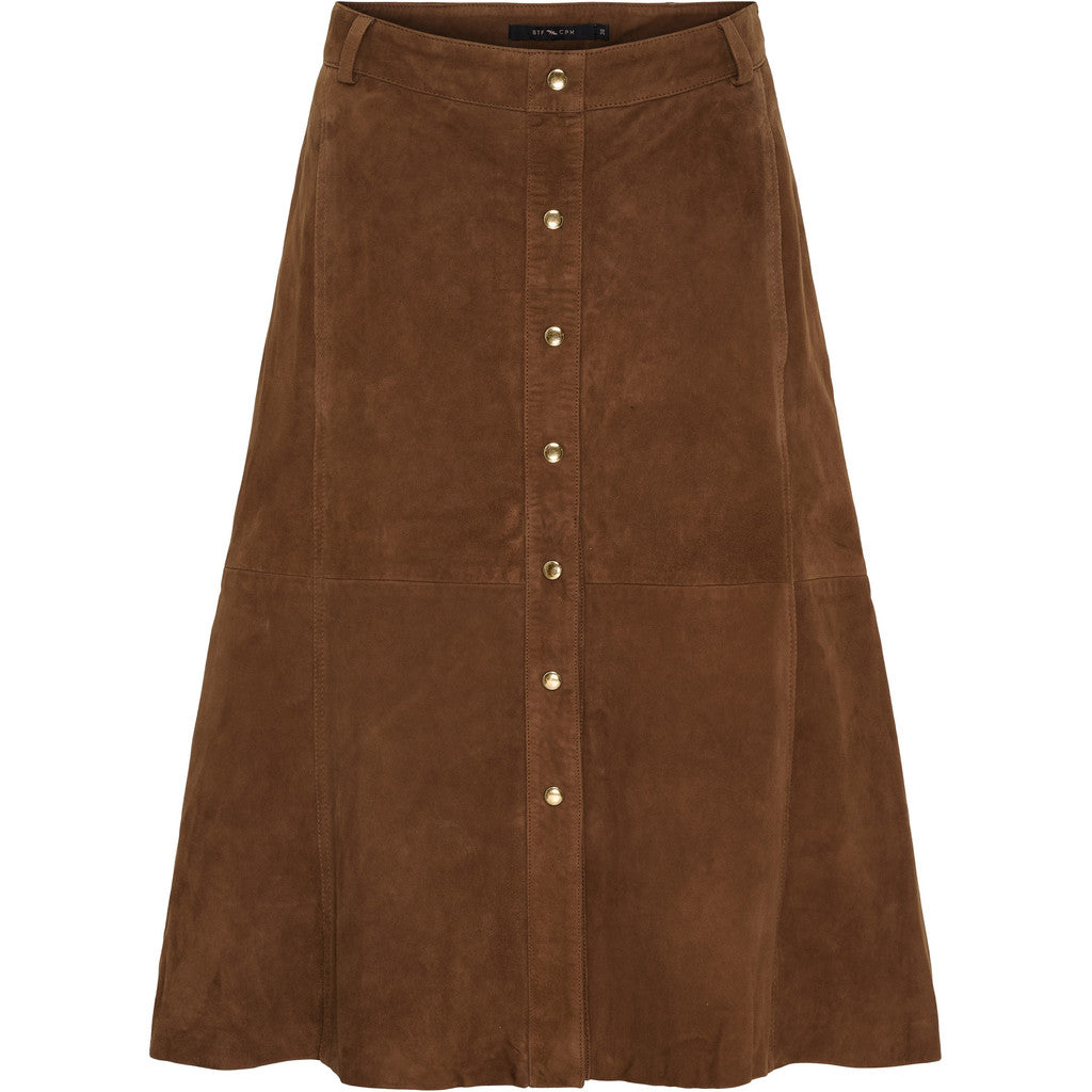 BTFCPH BTFSAGA Suede Skirt Nederdele Dark Camel w. Light Gold acc.