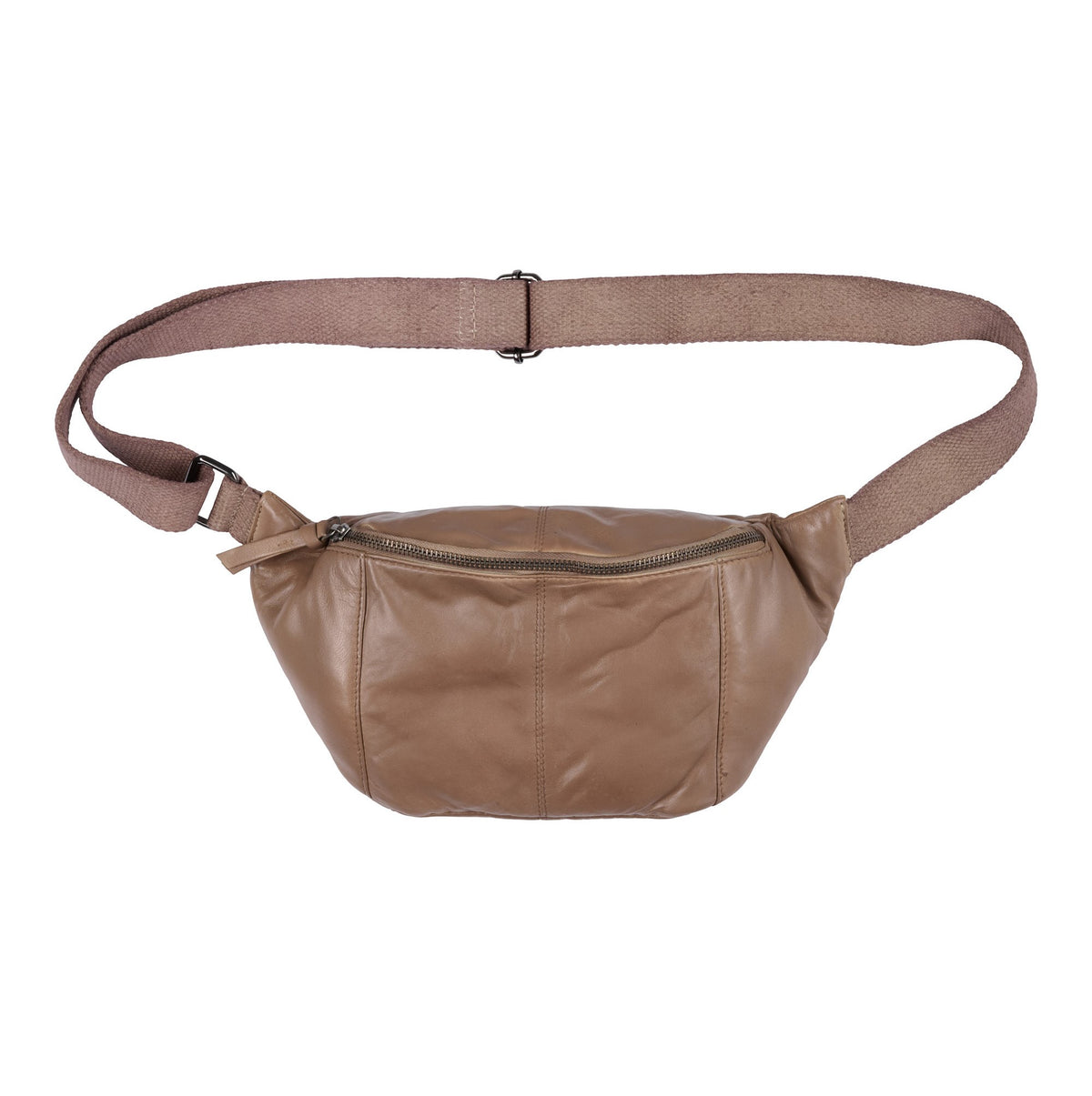Orchid Bæltetaske i læder med canvas rem Tasker Beige