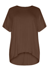 NR 1 BY OX Basic T-shirt i viskos Mocca Brown