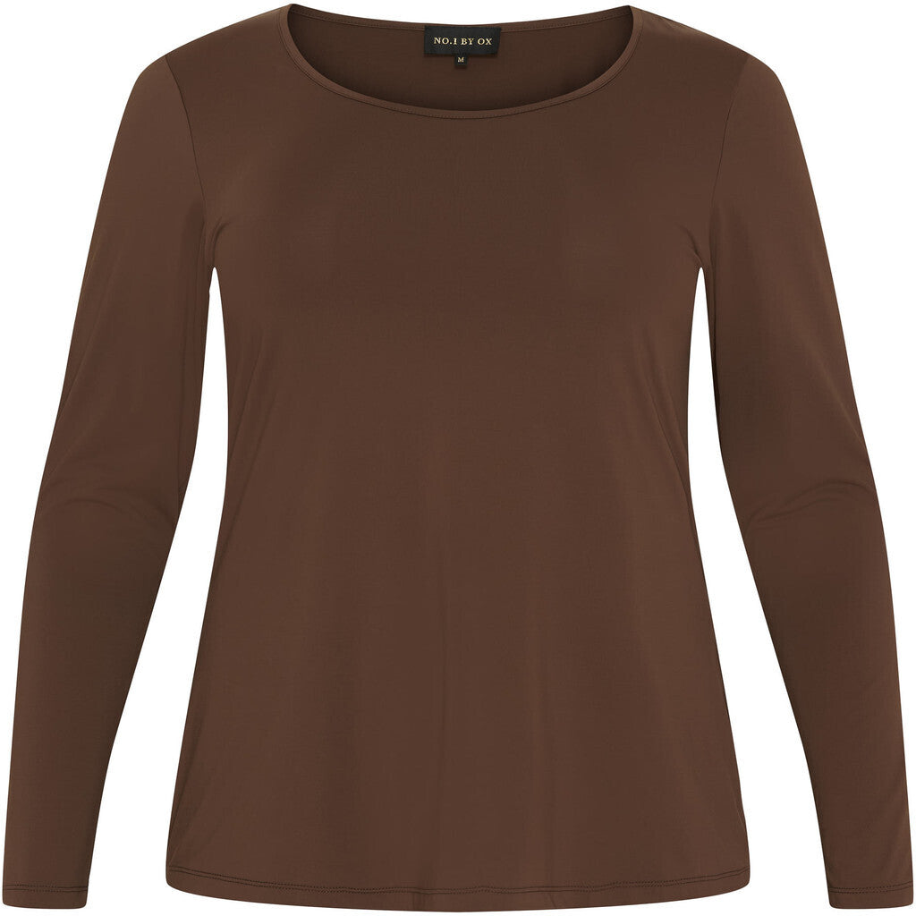 NO. 1 BY OX Basic langærmet T-shirts Mocca Brown