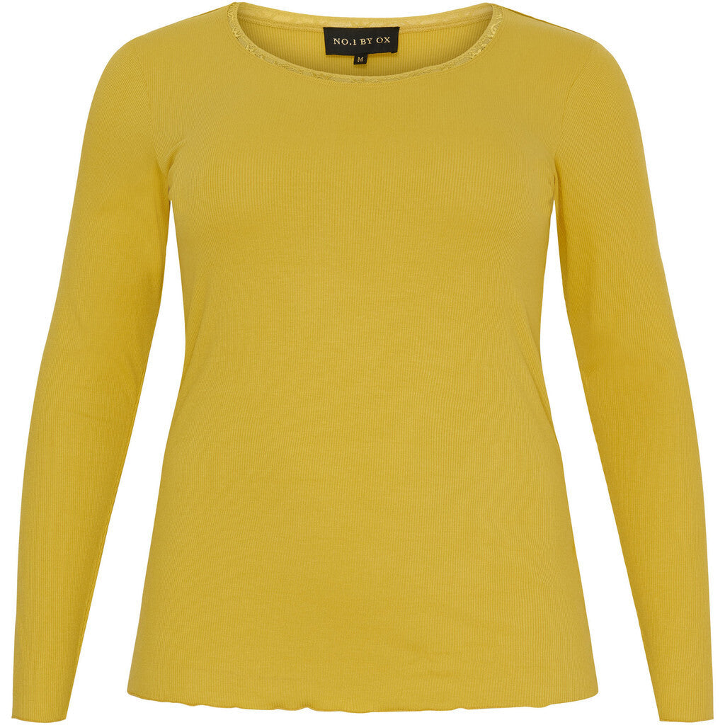 NO. 1 BY OX Basic langærmet T-shirt T-shirts Sun Yellow