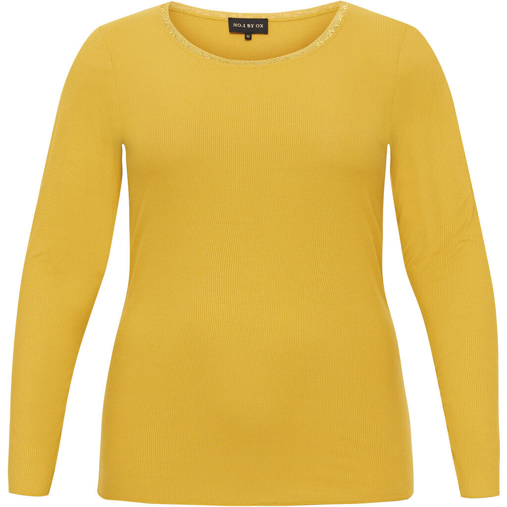 NO. 1 BY OX Basic langærmet T-shirt T-shirts Sun Yellow