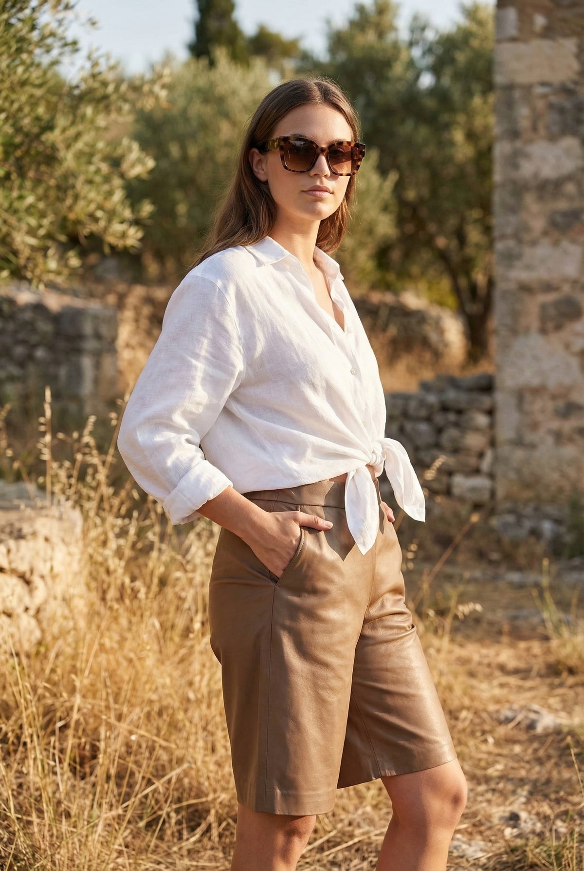 NOTYZ Bermuda lædershorts Shorts Hazelnut