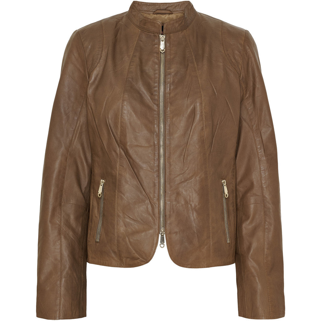BTFCPH Biker læderjakke Jakker Nude Brown w. Light Gold acc.