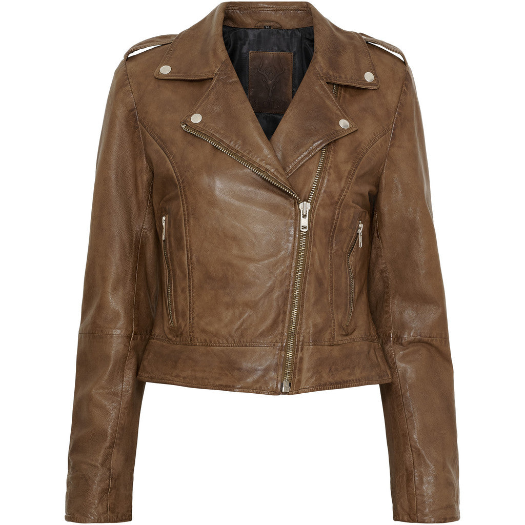 NOTYZ Biker læderjakke Jakker Hazelnut w. Silver acc.