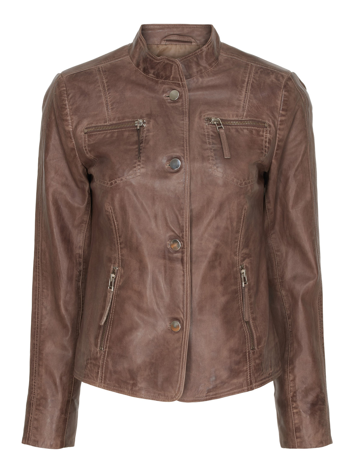 BTFCPH Biker læderjakke med knapper Jakker Grå