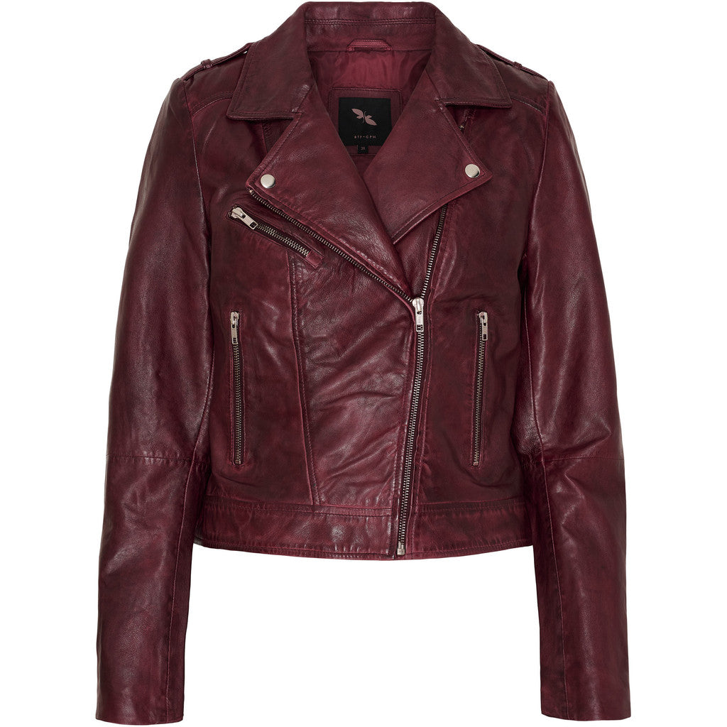 BTFCPH Bikerjakke i blødt læder Jakker Deep Red w. Silver acc.