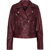 BTFCPH Bikerjakke i blødt læder Jakker Deep Red w. Silver acc.