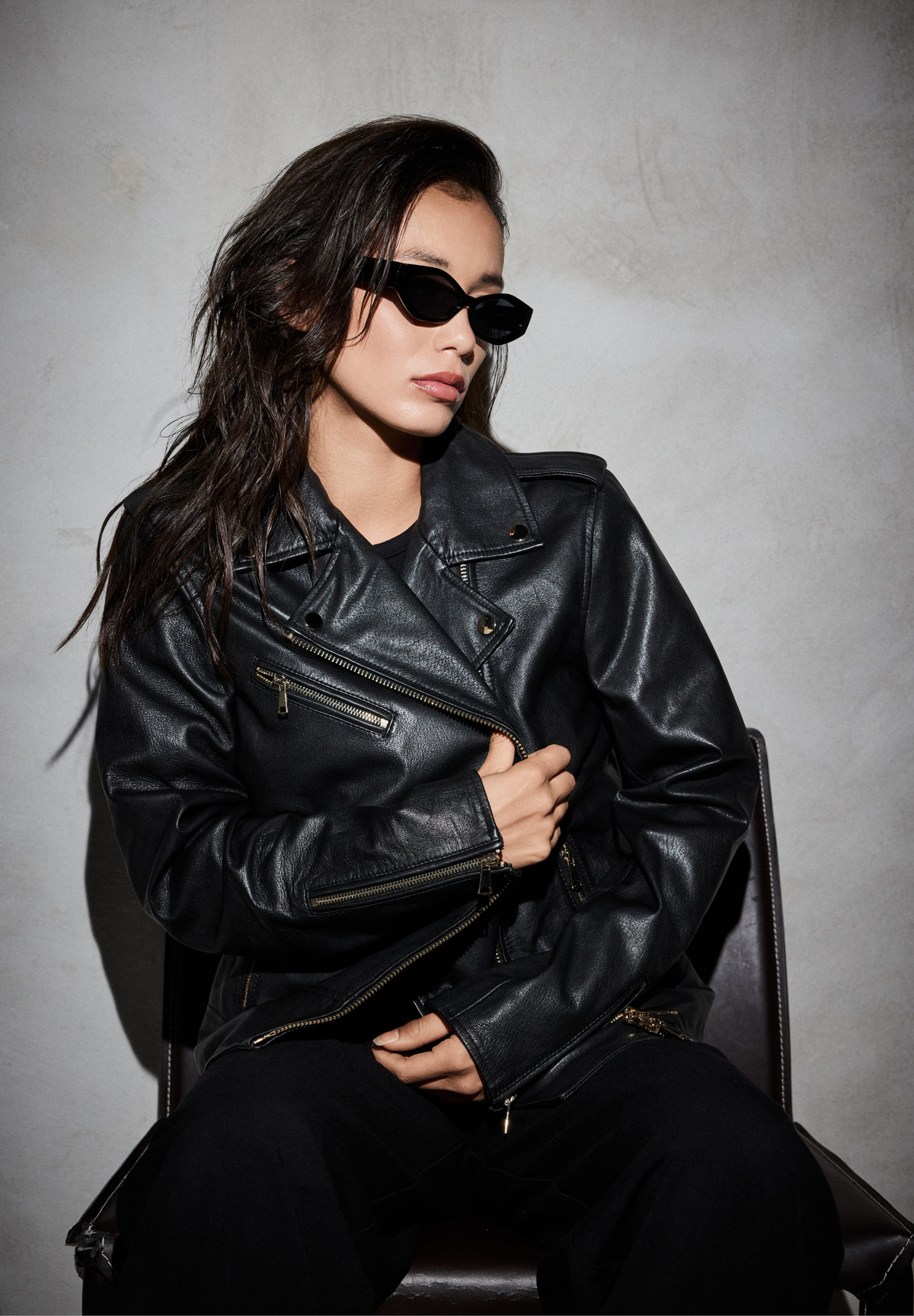 NOTYZ Bikerjakke i læder Jakker Sort