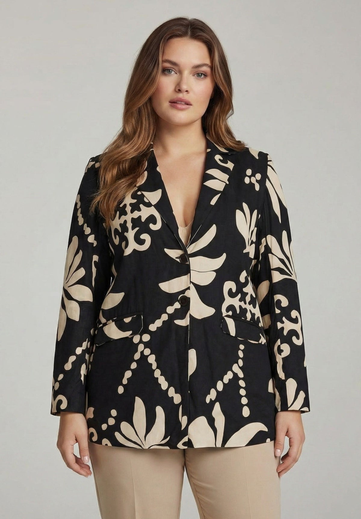 NO. 1 BY OX Blazer Blazers Black/White leaf print