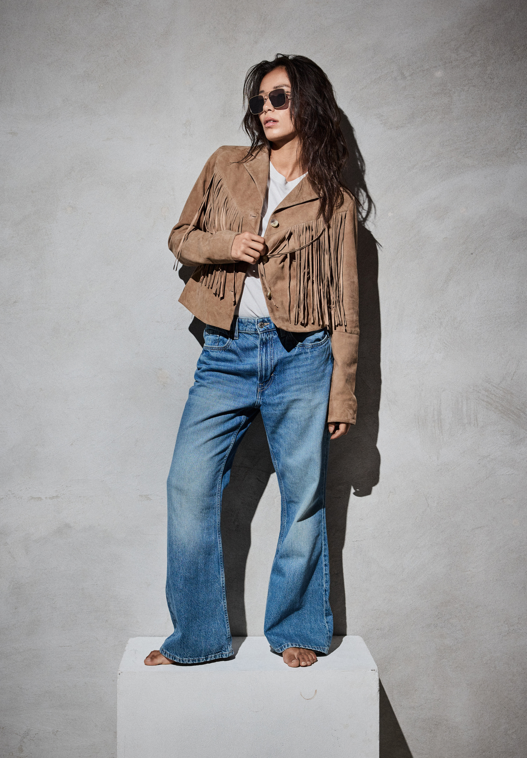 NOTYZ Blazer i ruskind med frynser Blazers Brun