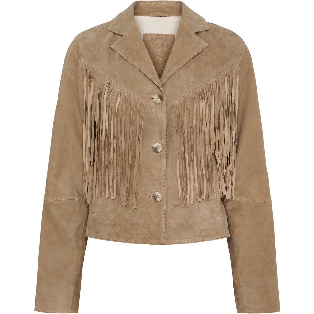 NOTYZ Blazer i ruskind med frynser Blazers Brun