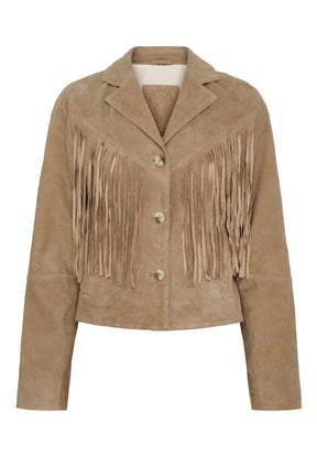 NOTYZ Blazer i ruskind med frynser Blazers Brun