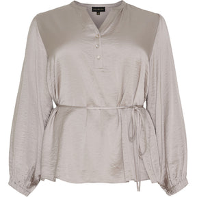 NO. 1 BY OX Blouse A shape LS elastic in cuffs Bluser Brown Rice