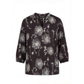 NO. 1 BY OX Blouse V neck and 1/2 sleeves Bluser Brun